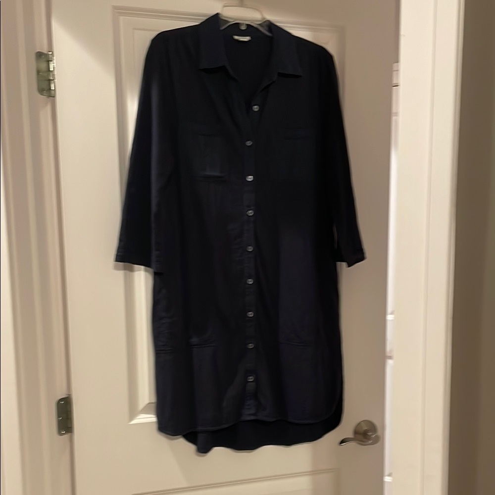 Sundance Andromeda Navy Button-Up Shirt Dress. Size S